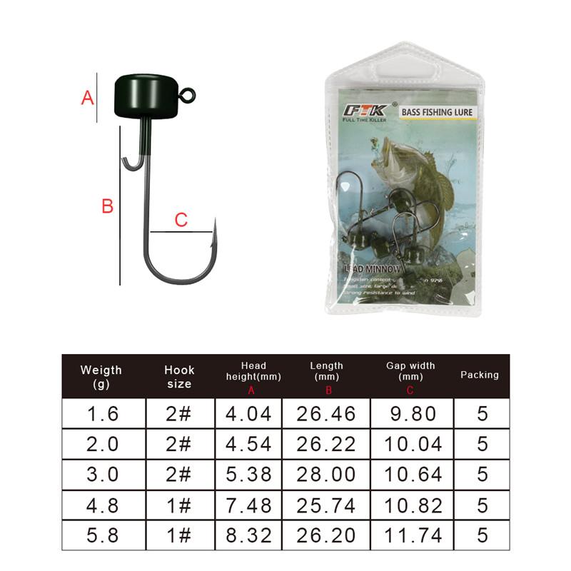 5 шт. крючок для джиг-головки 1,6 г/2,0 г/3,0 г/4,8 г/5,8 г джиг-крючок для мягкой приманки для червей