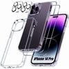 Silicone Case - EF CONNECTION - for iPhone 14 Pro - Transparent - Flexible - 3 Tempered Glasses