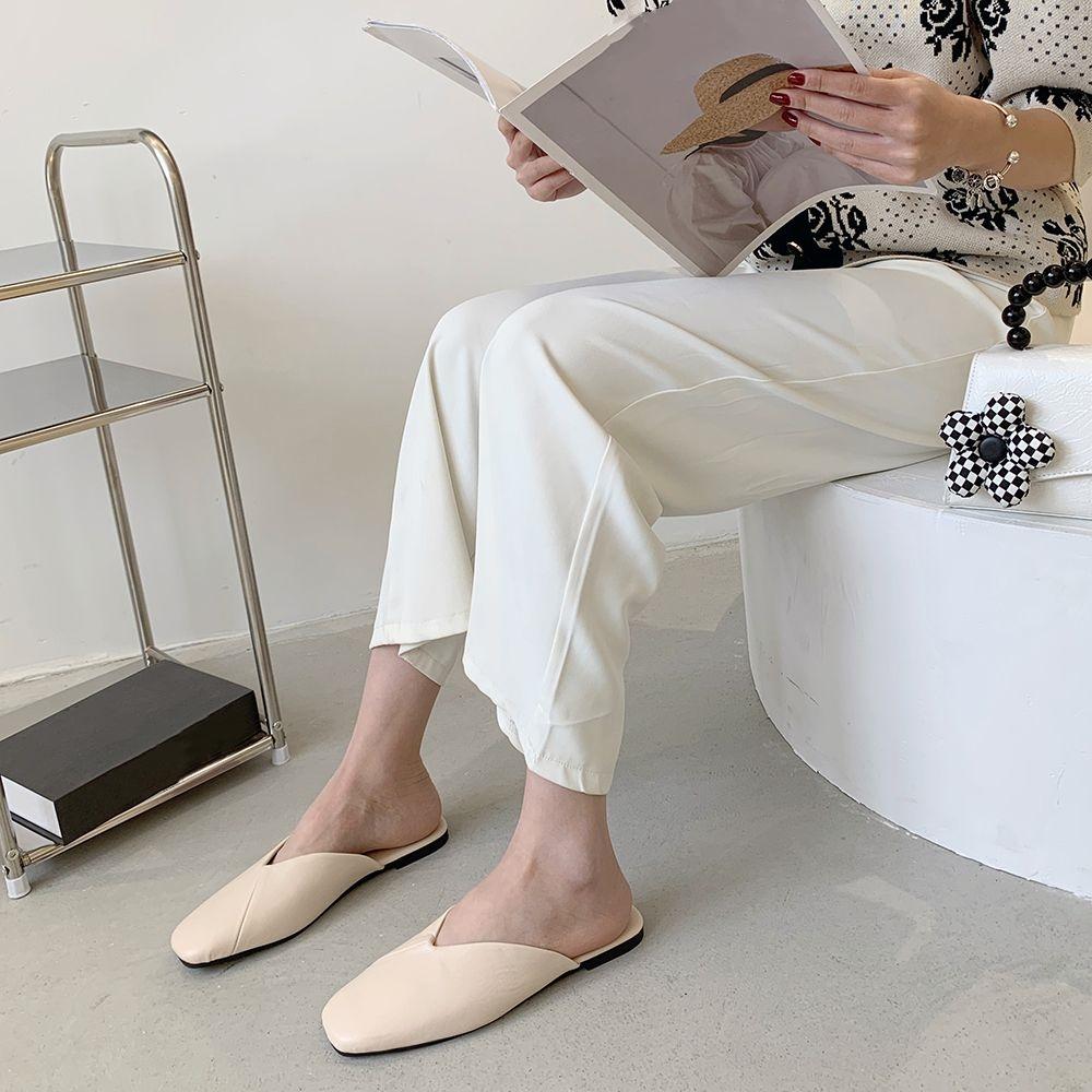 Полутапочки с закрытым носком, женские уличные тапочки, полутапочки без каблука, лоферы, сандалии Muller