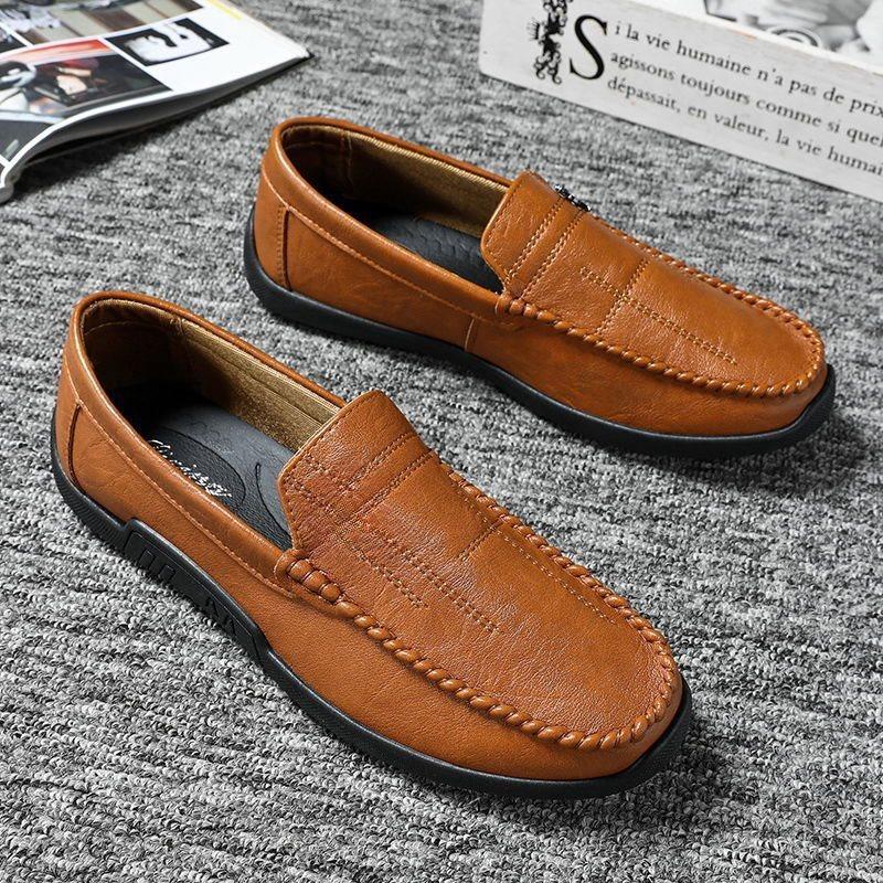 Мужская обувь Dou Dou, летняя, дышащая, в британском стиле, универсальная, мужская, деловая, повседневная, кожаная, One Step, мягкая подошва, модная обувь Le Fu