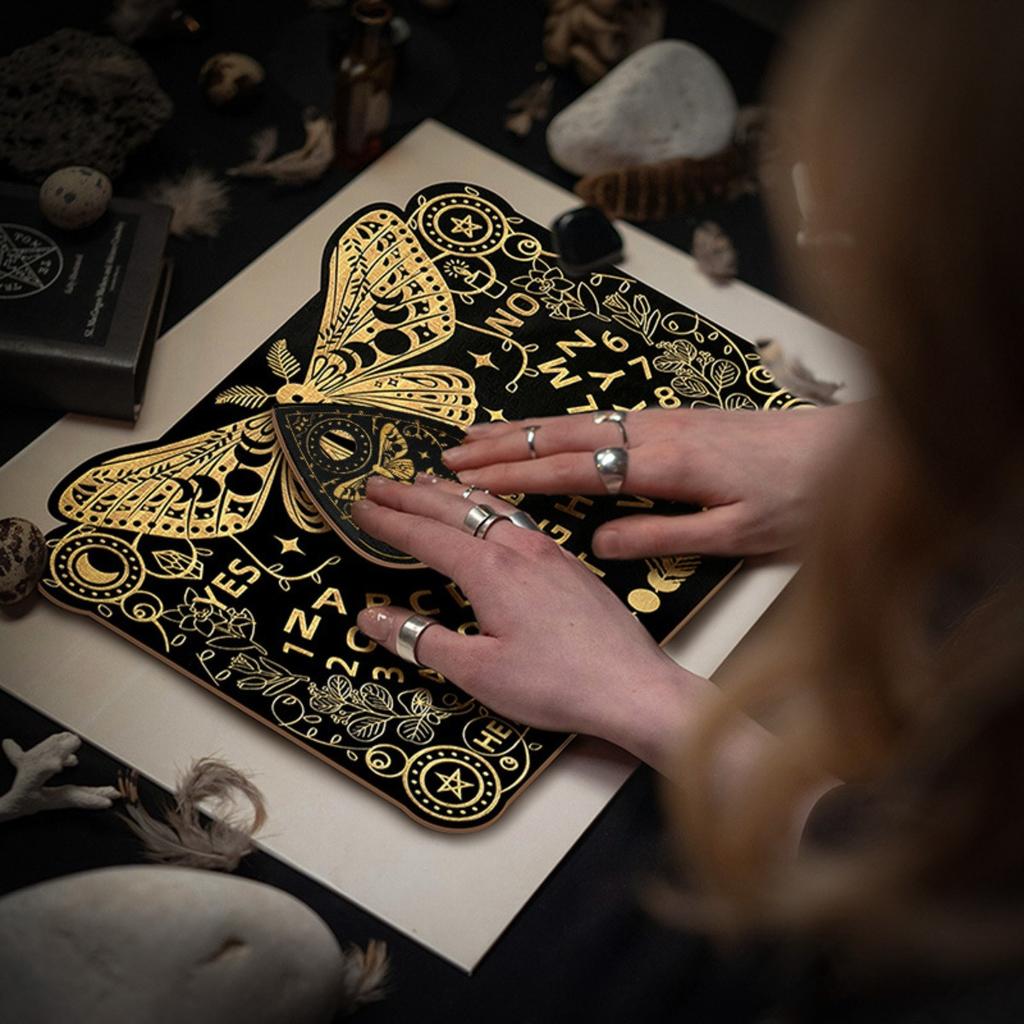Комплект деревянной спиритической доски, подставка для карт Таро, набор гадальных досок для моли с планшеткой, черная подставка для алтарных карт, прямоугольная говорящая доска