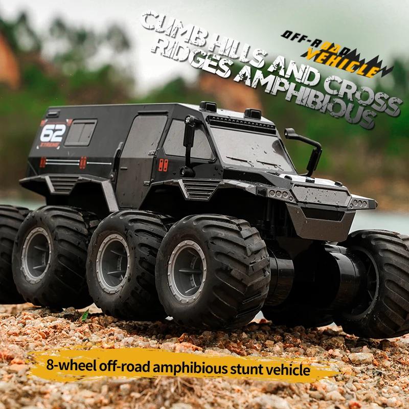 Радиоуправляемая машина 8x8 8WD Внедорожный амфибийный трюковой автомобиль 8-колесный скоростной гоночный грузовик Водонепроницаемый краулер 2.4G Машинки на радиоуправлении Игрушки