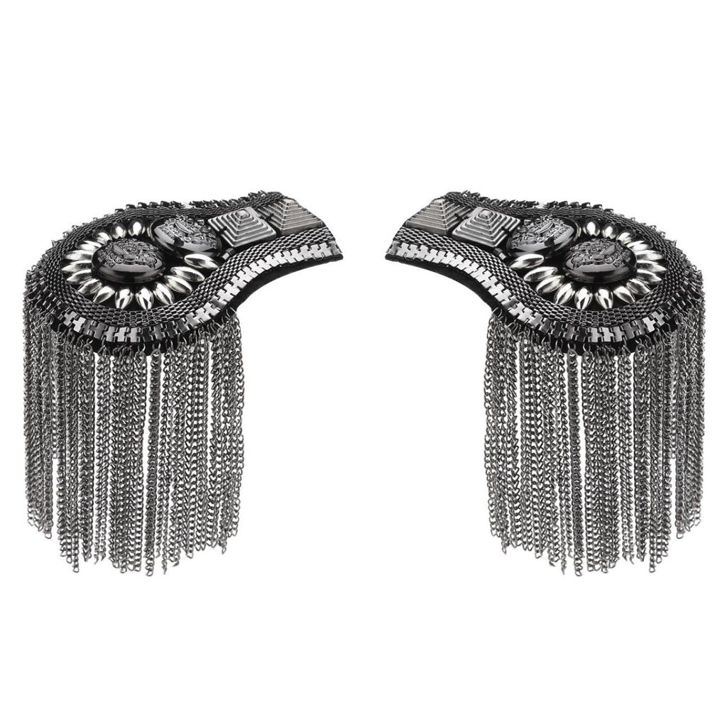 2 шт., погоны на плечо, цепочка с кисточками, эполеты в стиле панк, погоны, значок, аксессуары для униформы