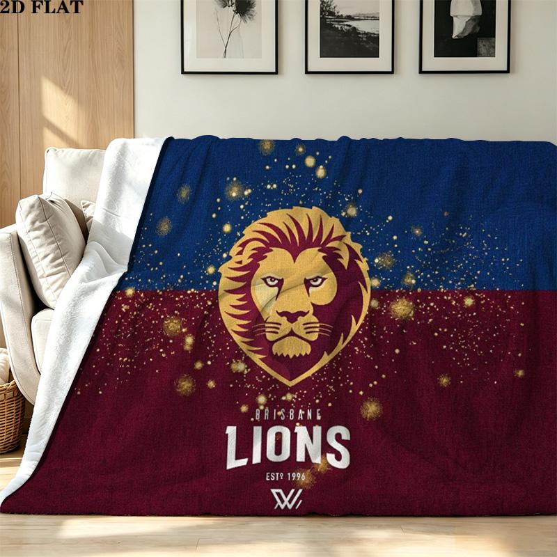 Фланелевое одеяло с принтом Brisbane Lions Высококачественное Теплое Уютное Покрывало для Всех Сезонов Идеально для Подарков Домашний Декор