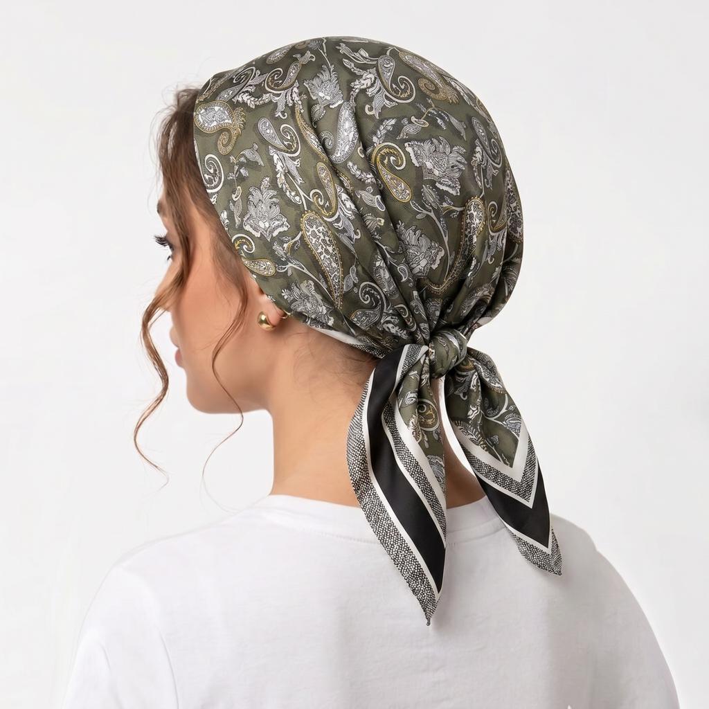 Women's Scarf Hijab Square Headscarf Bandana Handkerchief Silk Scarves Woman Female Windproof Wraps Neckerchief Festival