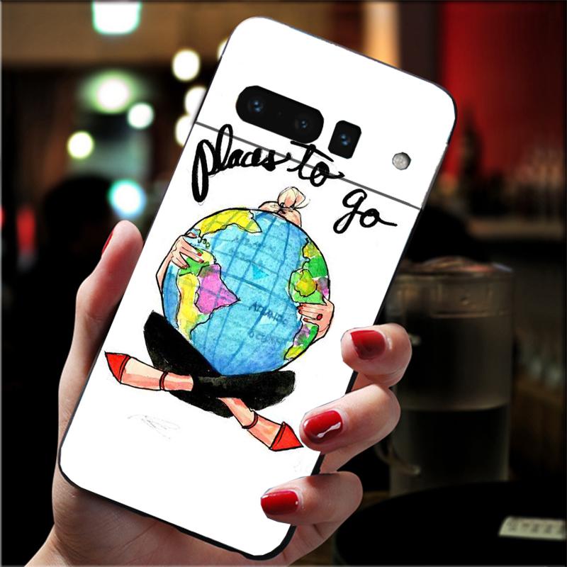 Phone Case For Google Pixel 10 9 Pro XL 9A 8 7 6 Pro Pixel 8A 7A 6A Pixel 8 7 6 5 Christmas Princess Travel Girl