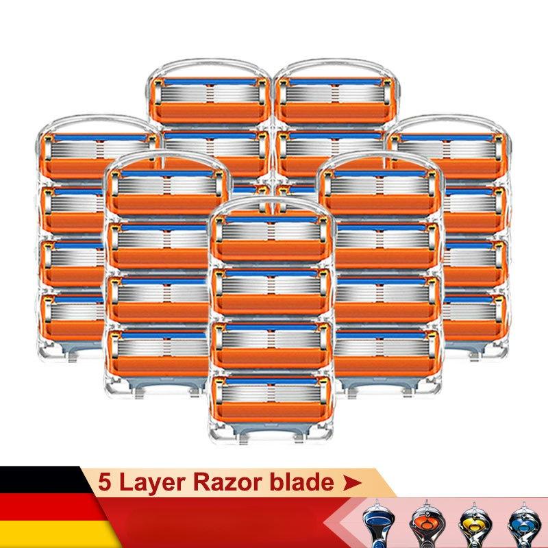 Safety Shaving Razor Blades 5 Layers Replaceable Heads Fit Cillettee F5 Proglid Proshield Straight Shaver Blades Refills