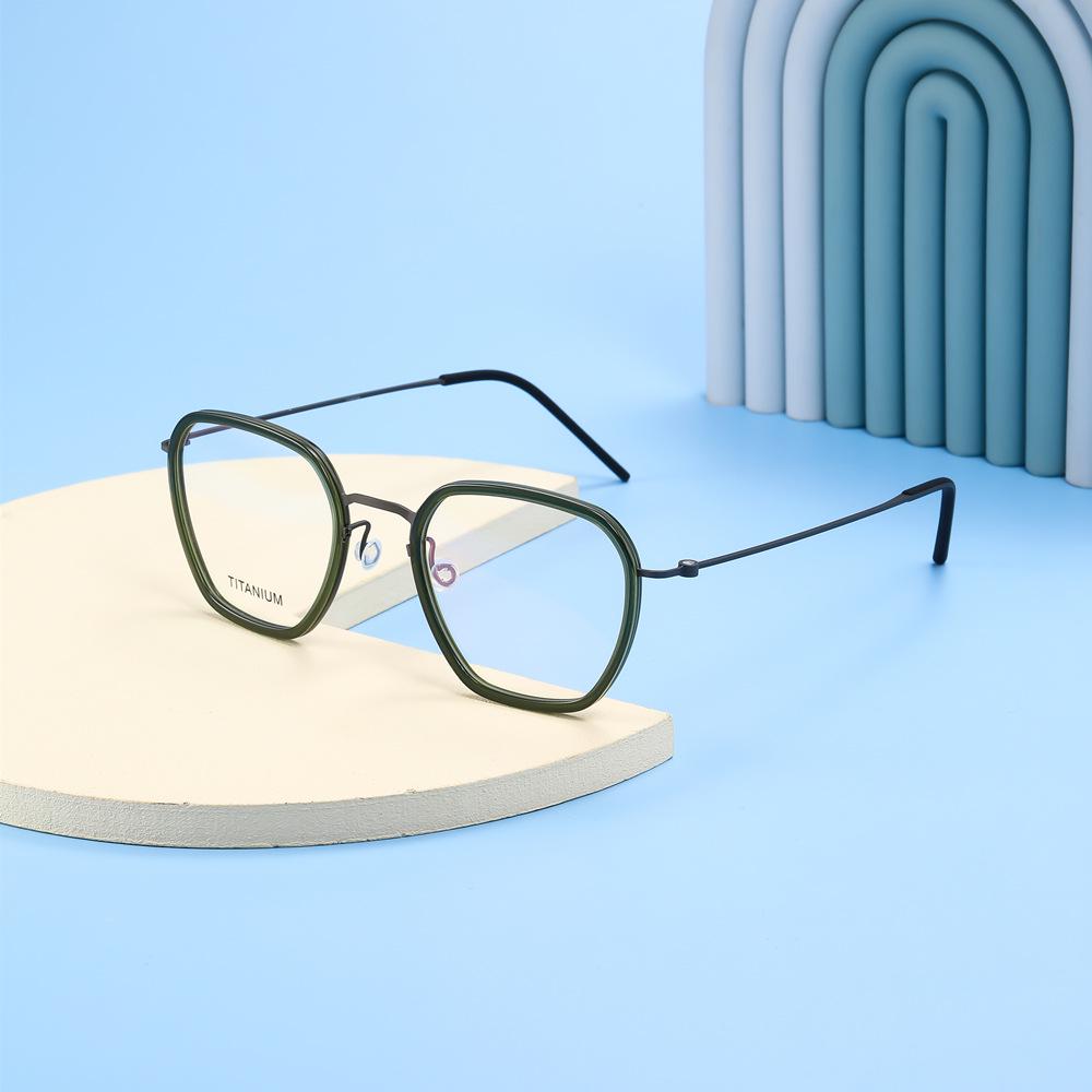 Linde Pure Titanium Women's Literary Fashion Glasses, Retro Acetate Frame for Business or Commute, Unisex Style