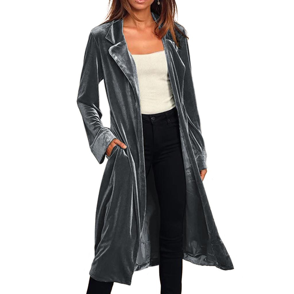 Женская мода И зимний кардиган-куртка Золотой бархат Длинная ветровка