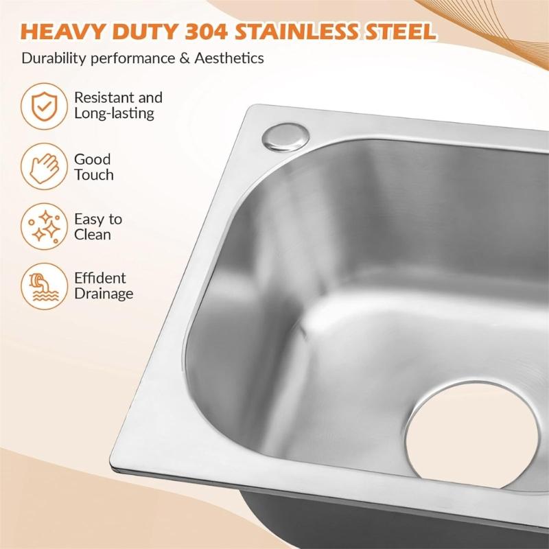 Квадратные кухонные раковины из нержавеющей стали, мойка для посуды, раковина для мытья рук в ванной, раковина с одной чашей, раковина для мытья посуды