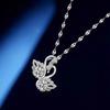 Elegant White Gold Double Swan Pendant Clavicle Necklace for Women