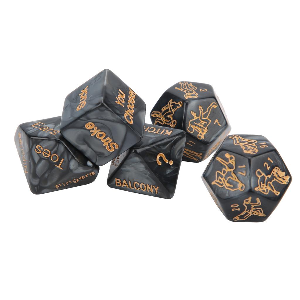 5pcs Valentine"s Day Couple Dice Lovers Bachelor Party Multiple Pose Sexual Dice Toy Black