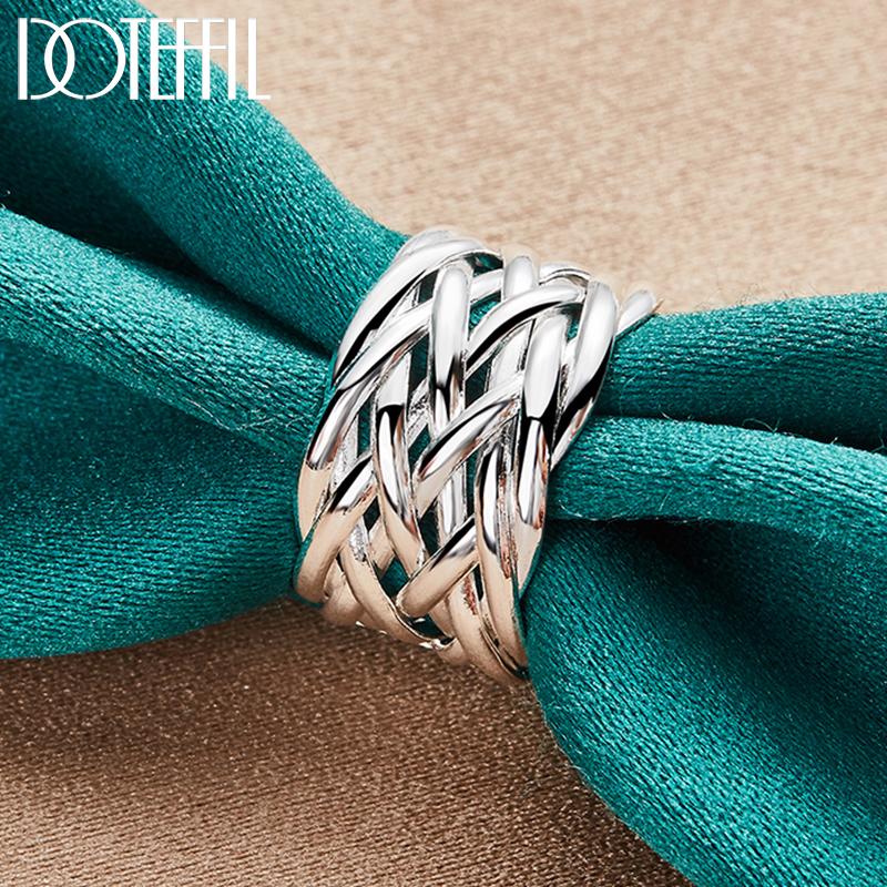 925 Sterling Silver Open Weave Ring Fashion Wedding Jewelry