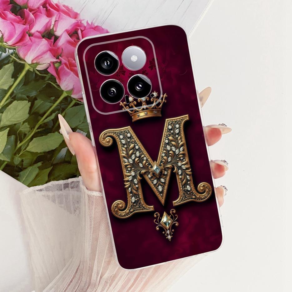 Чехол для Xiaomi Mi 14 Pro Милая Корона Буквы Прозрачный Силикон Мягкий Тонкий Чехол для Телефона Для Xiaomi 14 Pro Mi14 Pro 5G Чехлы Сумки