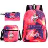 New Schoolbag Animation Three-piece Set Heat Transfer Schoolbag Small Shoulder Pencil Bag Primary and Secondary School Students Backpack