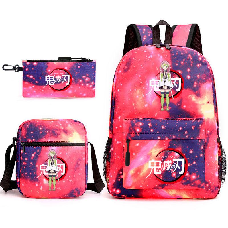 New Schoolbag Animation Three-piece Set Heat Transfer Schoolbag Small Shoulder Pencil Bag Primary and Secondary School Students Backpack