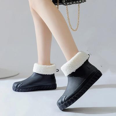 Женские низкие модные уличные противоскользящие износостойкие бархатные водонепроницаемые туфли дождевые туфли