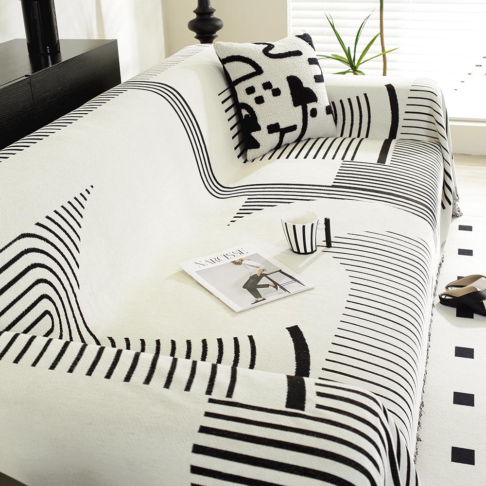 Полотенце для дивана из шенилла с неровными линиями для гостиной, декор для дома в скандинавском стиле с кисточками по краям, комплект для трехместного дивана
