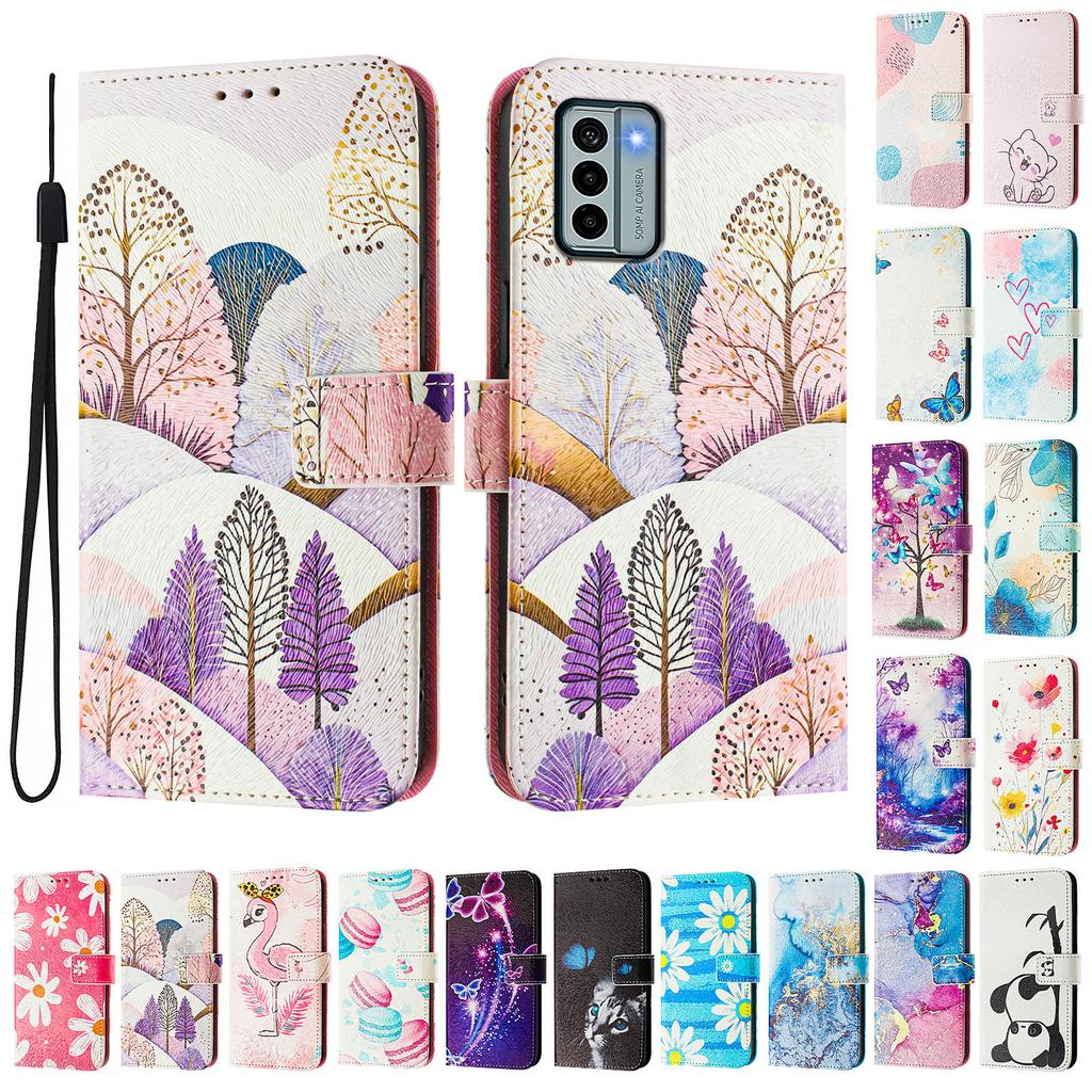 Landscape Luxury Painted Leather Case Wallet Book Style Cover for Nokia C12,C32,C02,C22,G22,G11 4G,G21 4G,G42,G10,G20,C10,C20,HMD Pulse...
