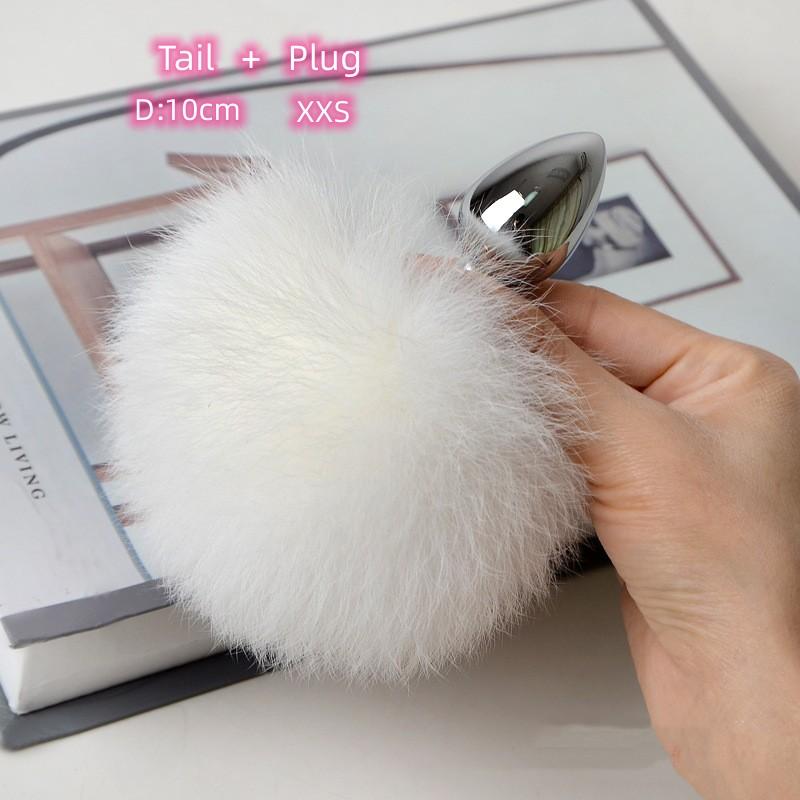 Настоящие волосы, кроличий хвост, анальные секс-игрушки с отделяемой металлической анальной пробкой Anue для пары, флирта, очаровательные косплей-игры, эротические