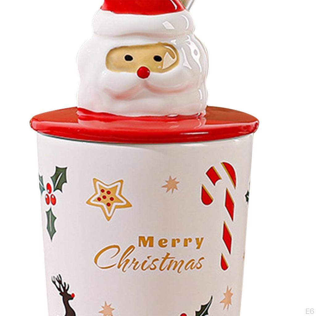 Керамическая кружка с крышкой на Рождество, 400 мл, чашка для кофе и чая с Санта-Клаусом