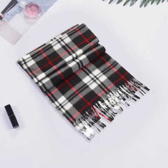 10Pcs Men Women Scarf Plaid Print Tassel Trim Double Sided Velvet Long