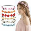 Hand Woven Floral Wreath Crown Adjustable Ribbon Bohemia Garland Headpiece  for Photography Props