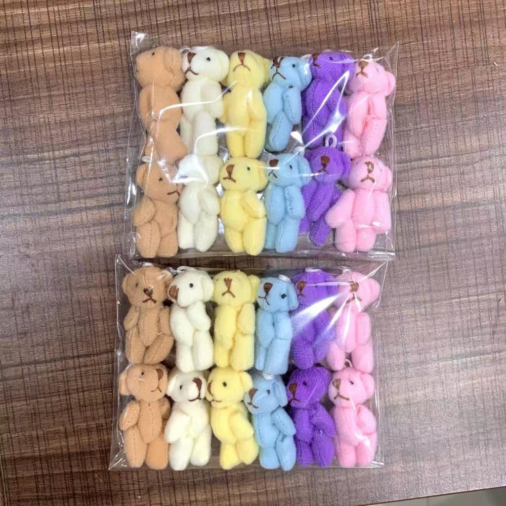 12pcs/lot Colorful Jointed Bear Dolls Mini Teddy Bear Plush Toys Cute Animal Stuffed Plush Doll Girl DIY Keychain Christmas Gift