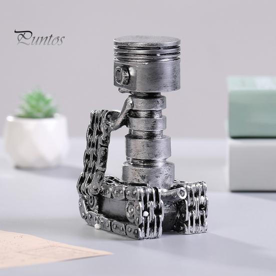 Резной поршень, череп, лицо, скульптура, резная шестерня, скелет, художественная статуэтка из смолы, украшение для домашнего офиса и стола для автолюбителей