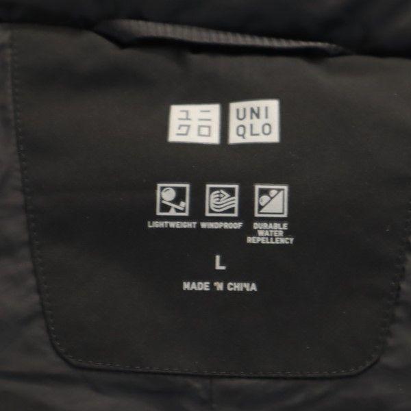 Uniqlo Мужской пуховик с длинным рукавом, бесшовный, L, серия Black, капюшон, б/у