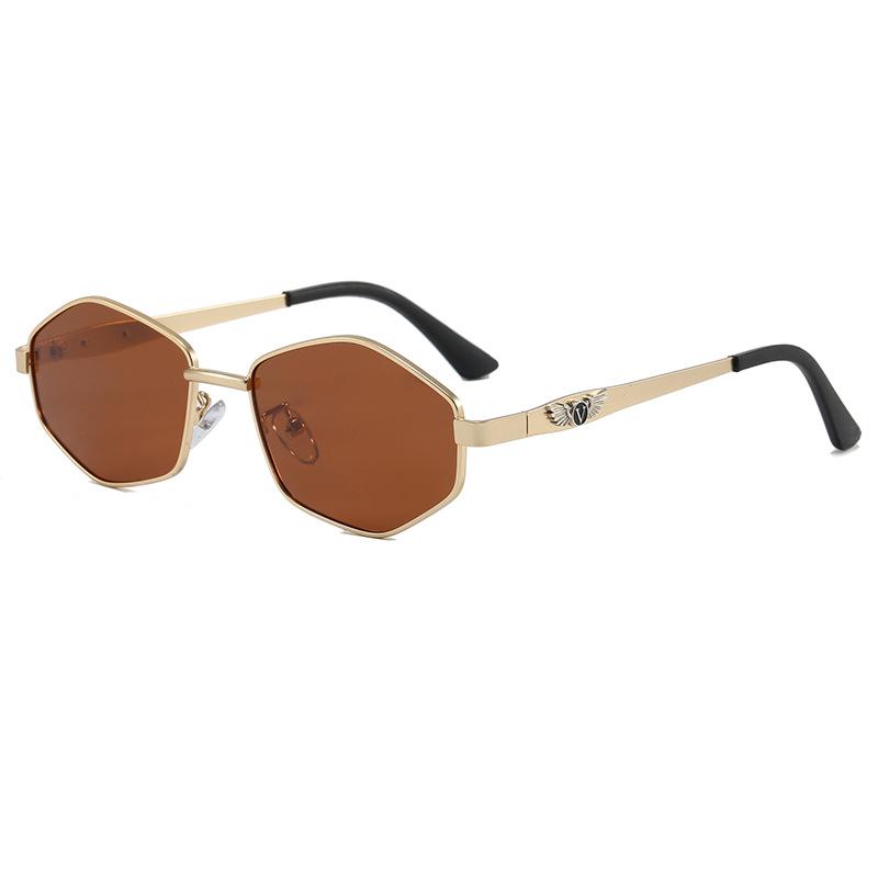 Trendy and fashionable men's polarized metal sunglasses polygonal frames personalized versatile anti-ultraviolet sunglasses European and American