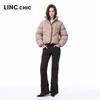 Jinyujie Women's Loose Fit Stand Collar Short Down Jacket