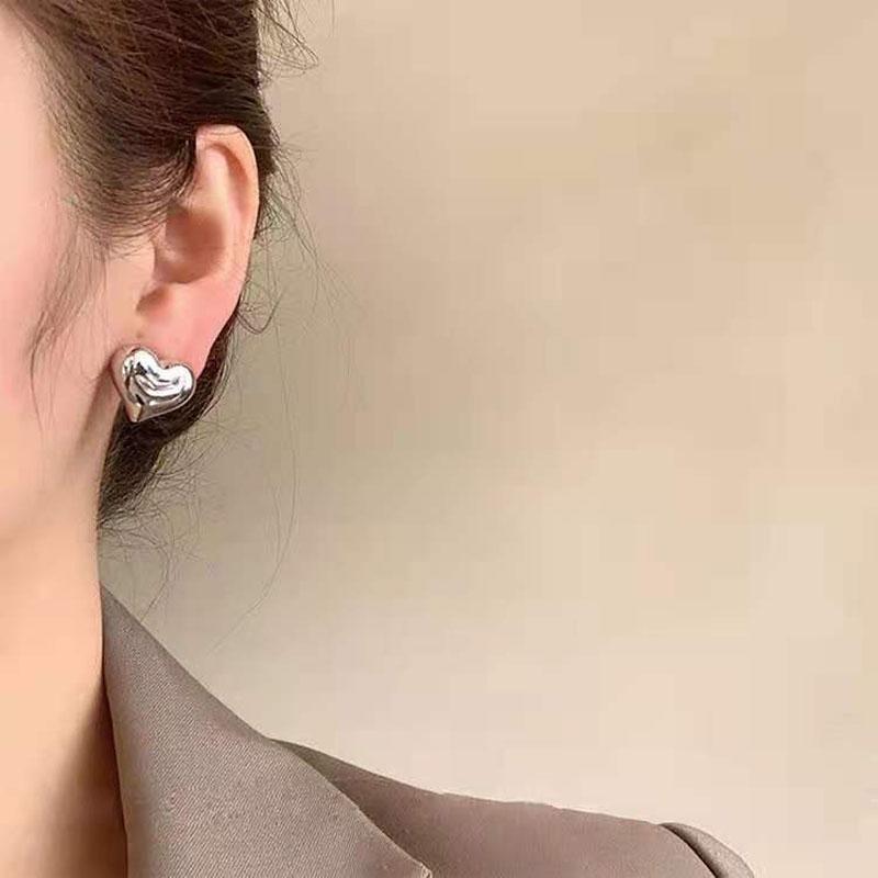 Модные серьги-пусеты в форме сердца любви золотого и серебряного цвета с гладкой поверхностью для женщин, минималистичные, модные, для вечеринки, свадьбы, подарок