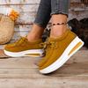 Women's Wide Width Lace-Up Flats, European Style Wedge Heels, Autumn Casual Shoes for Women