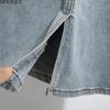 MODIQUE 2025 Новое летнее женское повседневное платье-трапеция с высокой талией и запахом на бедрах, синяя джинсовая юбка, свободное базовое платье миди для женщин