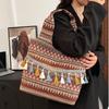 Retro Tassel Shoulder Bag Cloth Bohemian Messenger Bag Portable Ethnic Style Vest Bag  Women
