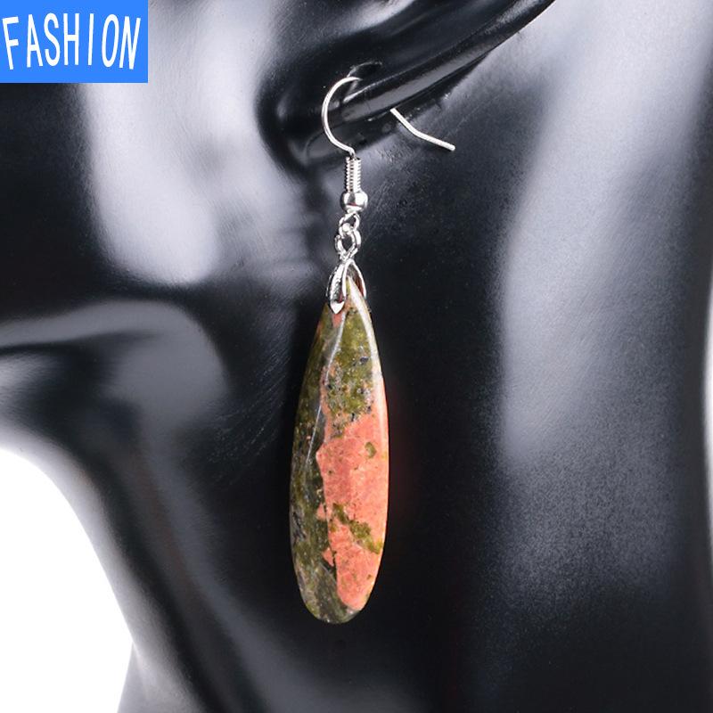 Серьги с натуральными кристаллами, серьги с каплями воды, женские геометрические висячие серьги