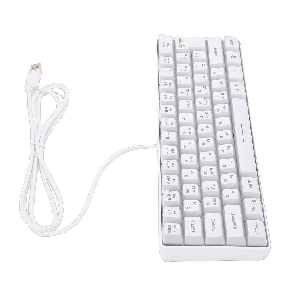 Русская Механическая Игровая Клавиатура 61 Клавиша Компактная RGB Проводная Русская Английская Клавиатура для Работы Командировки Белая