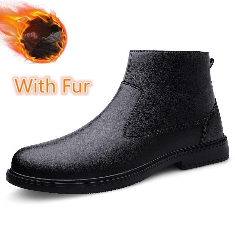 Высококачественные мужские теплые ботинки челси из натуральной кожи, ретро-ботинки по щиколотку, модные роскошные брендовые мужские ботинки без застежек, повседневная зимняя обувь