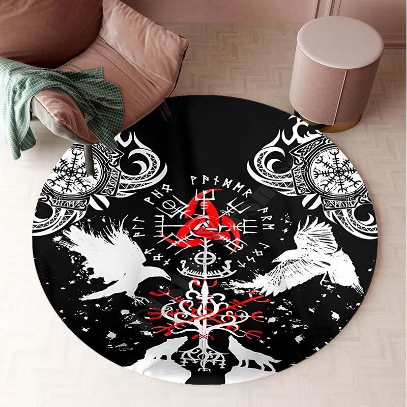 Винтажный ковер Nordic Viking, круглый коврик, круглый ковер, коврик для ванной, черный коврик, украшение для дома, коврики для кухни, ковры для гостиной