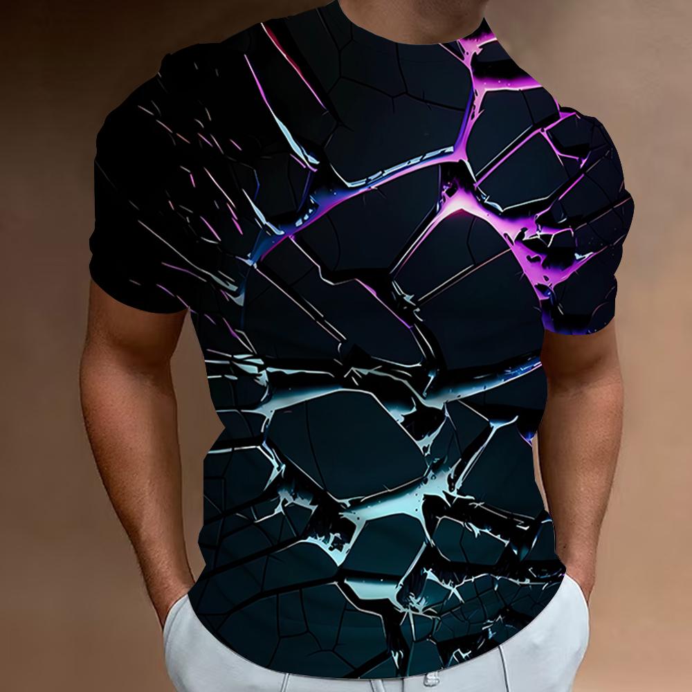 3D Broken Rock Print Мужская футболка, летняя повседневная футболка с коротким рукавом, модная повседневная спортивная рубашка, свободные футболки большого размера для мужчин