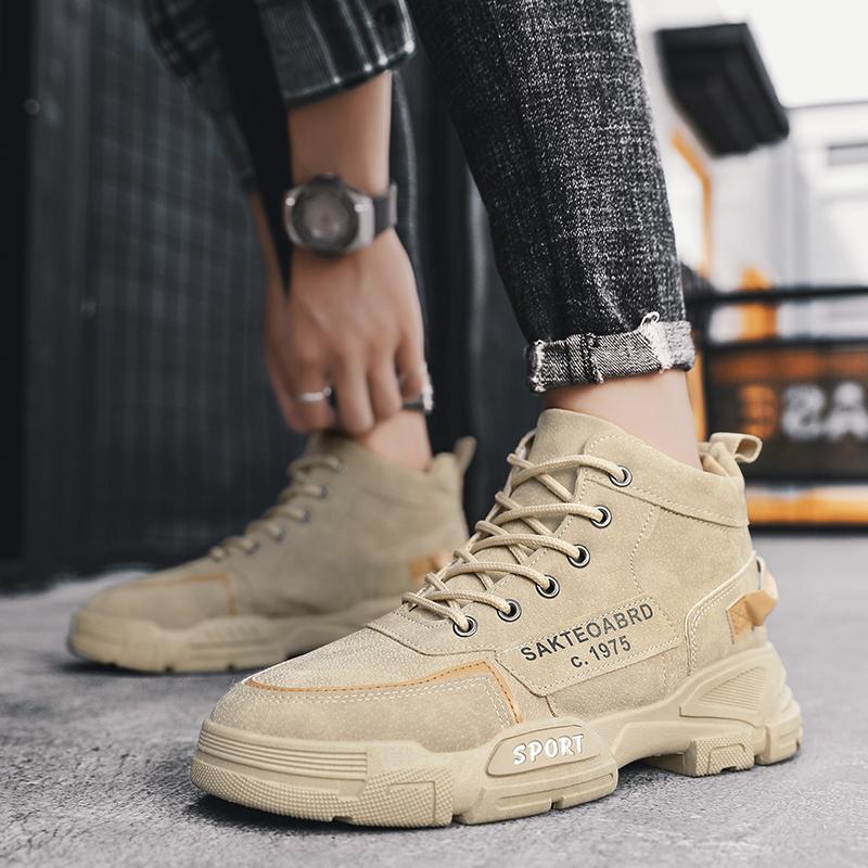 Мужские повседневные ботинки с мягкой подошвой, противоскользящие, рабочие, уличные ботинки Four Seasons, студенческие, спортивные, модные, молодежные, универсальные, модные ботинки