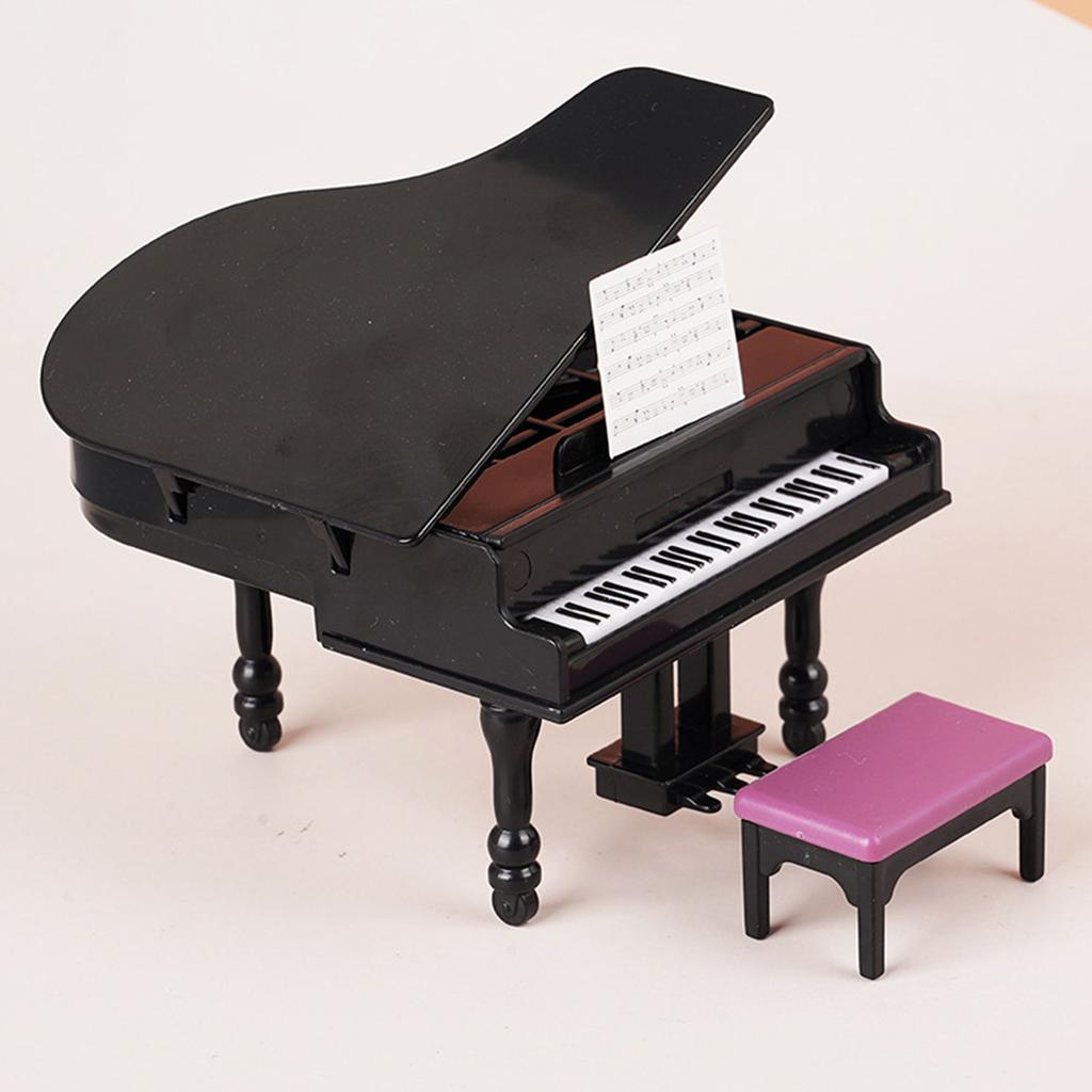 Piano Instrument Pretend Play for Kids Role Furniture Model Toy 1:12 Scale Vintage Piano Play Dollhouse