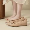 Pointed Single Shoes Women's 2025 Summer New Flat Bottom Low Heel V Buckle Evening Wind Nude Light Mouth Mary Jane Leather Shoes