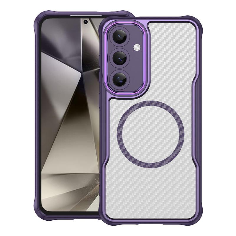 Для Magsafe Carbon Fiber Matte Phone Case для Samsung S24 Ultra 5G Wireless Charging Cover Magsafe для Galaxy S24FE S24 Plus TPU Bumper Hard PC Capa