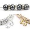 50Pcs/Lot Necklace Accessories Crystal With Rhinestone Spacer Beads Stainless Steel Jewelry Making