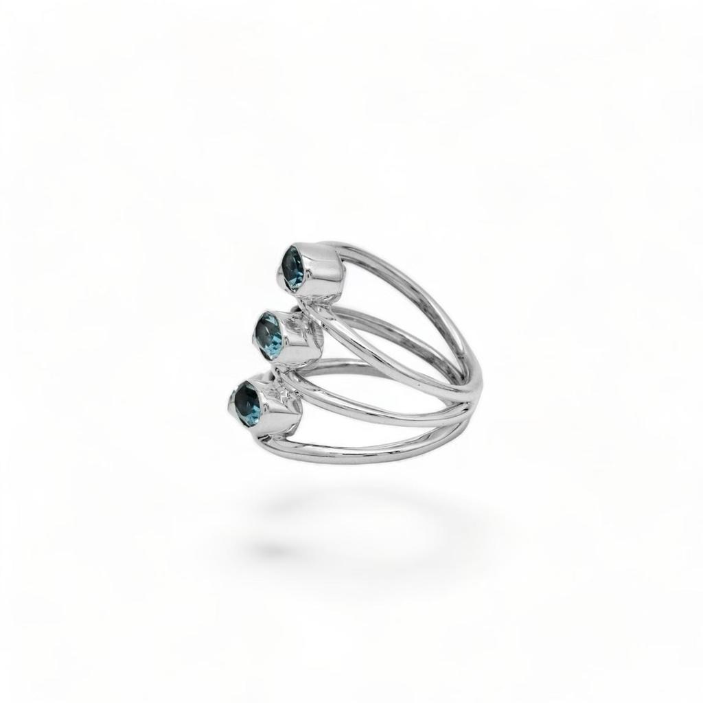 Multi-Gemstone Spiral Ring: 925 Sterling Silver, Amethyst Garnet Peridot Citrine