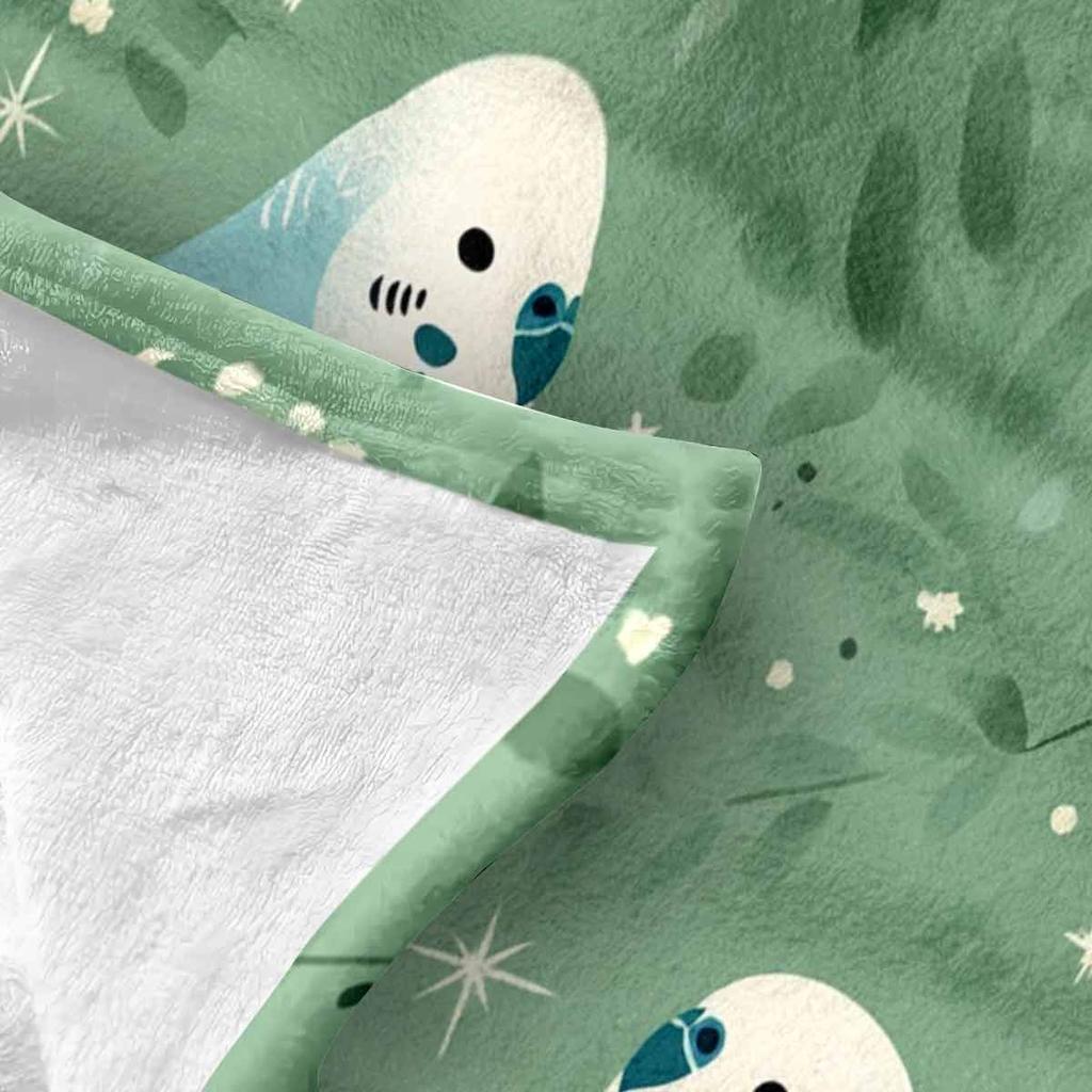 Vintage mint green parrot Flannel printed blanket suitable for all seasons suitable for living room office sofa and travel