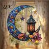 Colorful Glass Suncatcher 2D Acrylic Star Moon Lantern Suncatcher, Crescent Window Hanging Ornament Exquisite Craftsmanship for Home, Patio,