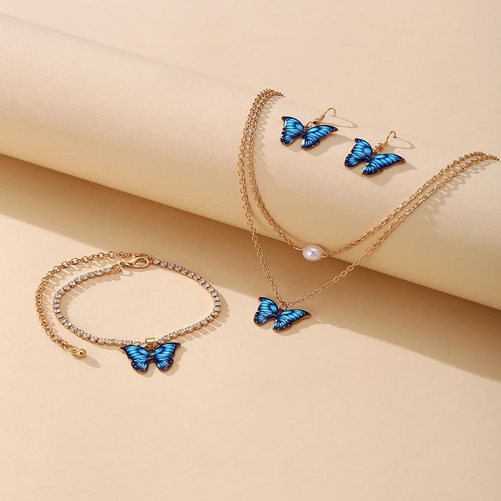 Women Jewelry Set Ear Stud Necklace Bracelet Combination Set New Creative Simple Fashion Elegant